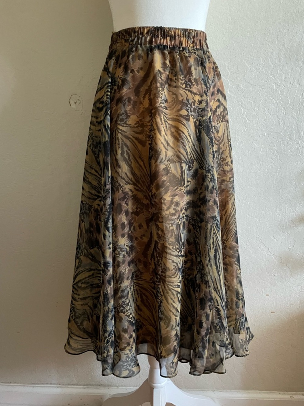 Animal print vintage chiffon circle skirt - Picture 5 of 14